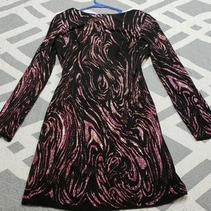 Long sleeve Cache dress with pink shimmer